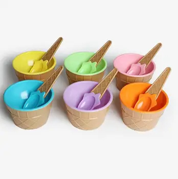 Новинка 1 шт. детские миски для мороженого, Чаша для пар, Десертная миска для мороженого с ложкой для детей