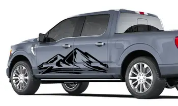 Пара наклеек-наклеек Mountains, совместимых с Ford F150 Super crew Cab 2015 - 2021 Зеркальный виниловый 4x4 Raptor