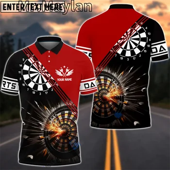 Персонализированное имя Red Darts Dartboard Pattern 3D Печатная Рубашка Поло Для Мужчин /Женщин Идеальный Подарок для Любителей Дартса, Топы, Футболка Унисекс-351