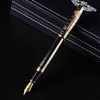 Перьевая ручка Hero 953 Classic из черного металла с золотым зажимом, иридиевая ручка с тонкими чернилами 0,5 мм, Офисные школьные принадлежности, канцелярские принадлежности