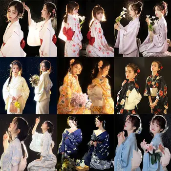 Платье-кимоно Sakura Girl, халат Юката в японском стиле, женская униформа Haori Japan с цветочным принтом, Короткое платье для косплея и костюмированной вечеринки