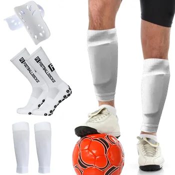 Противоскользящие футбольные носки с рукавами до икр и накладками для ног, эластичные носки для бега на открытом воздухе, спортивные футбольные носки с захватом