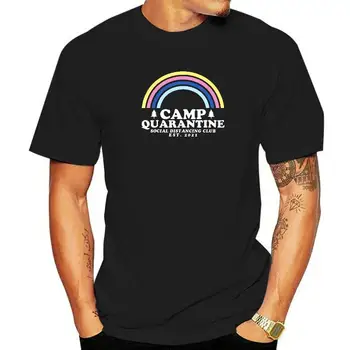 Ретро Винтажный карантин в лагере, Забавная подарочная футболка для социального дистанцирования, хлопковые мужские футболки, групповые футболки, футболки с милым дизайном