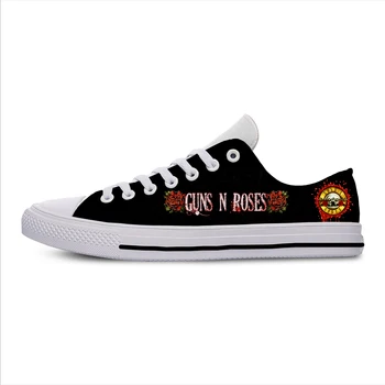 Рок-группа Hot Guns N Roses, Металлическая модная легкая Классическая парусиновая обувь, Мужские И женские повседневные кроссовки, Обувь с низким верхом