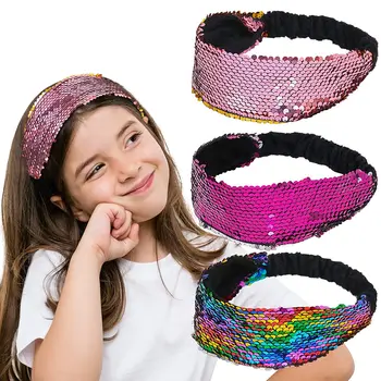 Русалка с блестками, эластичная спортивная повязка на голову, нескользящие бархатные ленты для волос для женщин и девочек