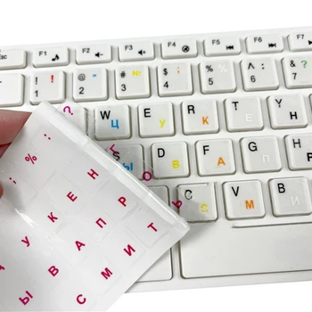 Русские Прозрачные наклейки на клавиатуру Алфавит языка ПВХ Черно-белая этикетка для компьютера Защита от пыли ПК Аксессуары для ноутбуков