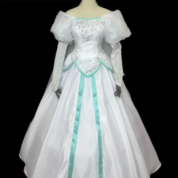 Свадебное платье Ариэль, Костюмы на Хэллоуин, костюм Ариэль для взрослых, белое платье с вуалью, необычный карнавал на заказ