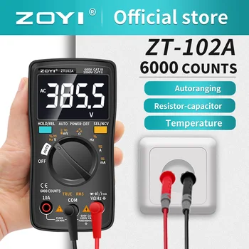 Тестер транзисторов ZOYI Автоматический Калибратор Процесса Измерения Напряжения Переменного/постоянного тока ZT102A Цифровой Мультиметр на 6000 Отсчетов Электрический Счетчик