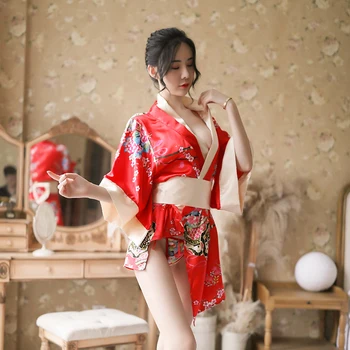 Улучшенное Кимоно, костюм Страсти Гейши, Сексуальная пижама, Женское Летнее Осеннее платье, Традиционный халат, Винтажный пояс, Кимоно