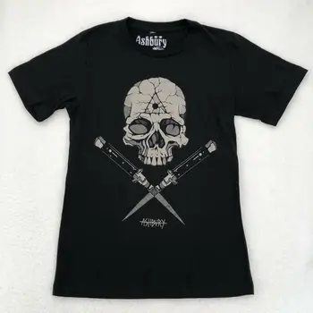 Футболка Ashbury Skull Switchblades Small Mens Black Skater Новая футболка с длинными рукавами